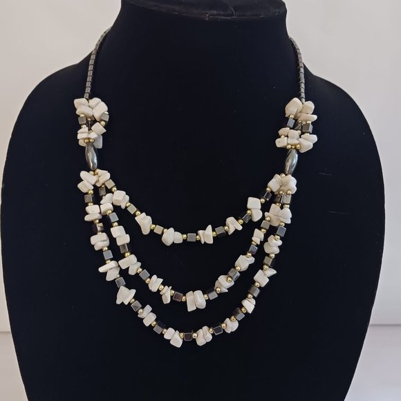 Beaded Necklace and Betsy Johnson Gold Tone Hoop Earrings Set - Picture 2 of 9